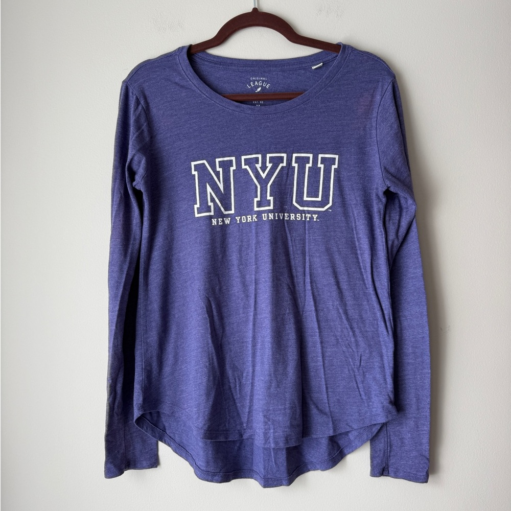 League NYU Women's Long Sleeve Tee - purple and white